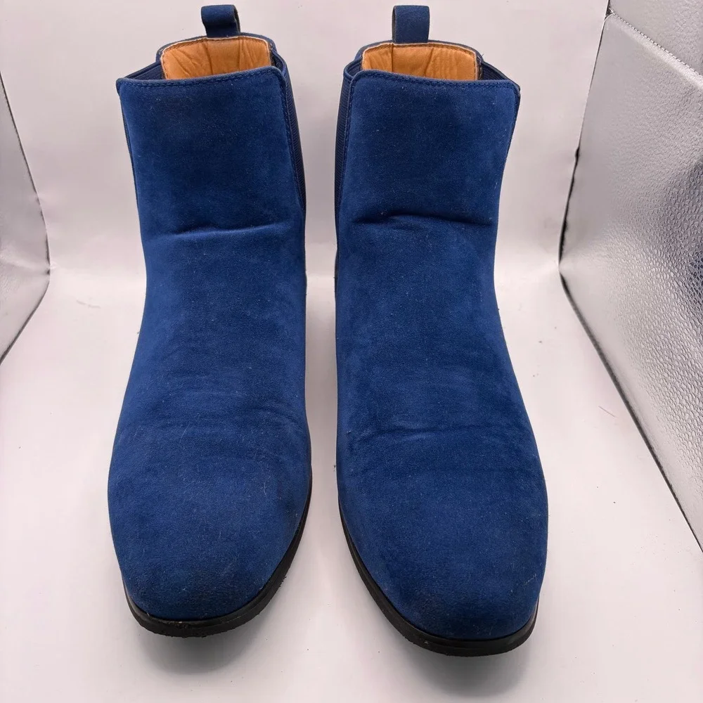 Antonio Cerrelli 6856 Mens Blue Faux Suede Chelsea Boots Size 10 Royal Blue
